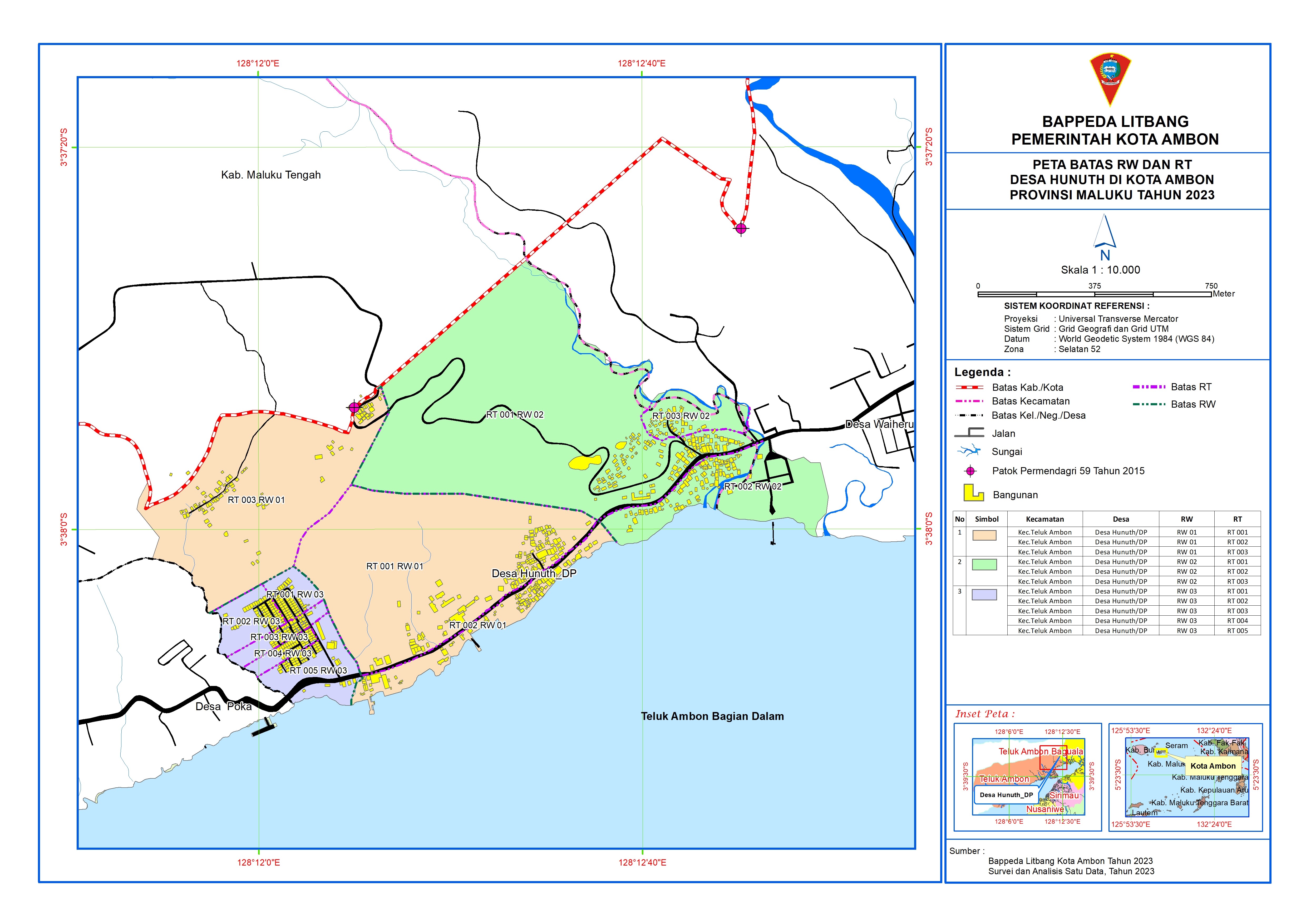 Peta Batas Wilayah RT-RW Desa Hunuth